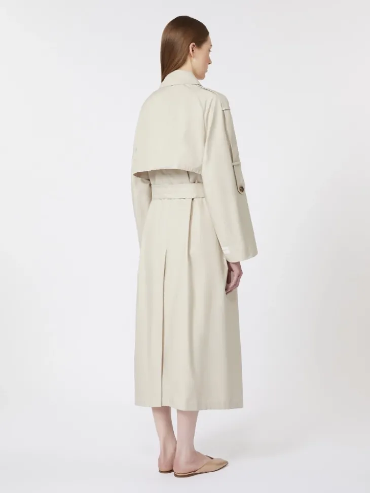Wide water-repellent twill trench coat - NATURAL