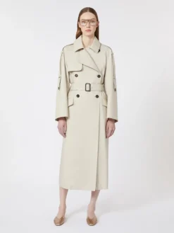 Wide water-repellent twill trench coat - NATURAL