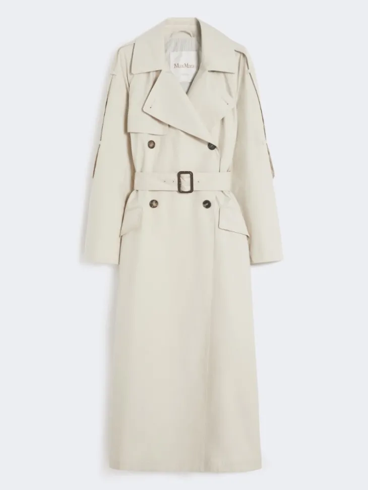 Wide water-repellent twill trench coat - NATURAL