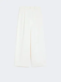 Wide-fit cotton and linen trousers - WHITE