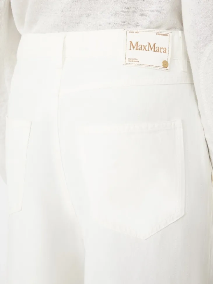 Wide-fit cotton and linen trousers - WHITE