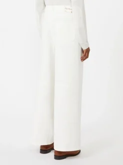 Wide-fit cotton and linen trousers - WHITE