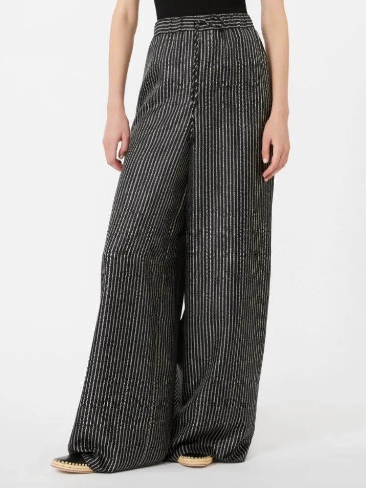 Wide-fit printed silk trousers - BLACK WHITE