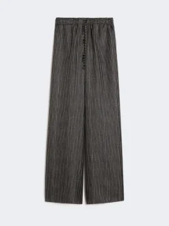 Wide-fit printed silk trousers - BLACK WHITE