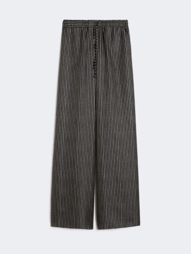 Wide-fit printed silk trousers - BLACK WHITE