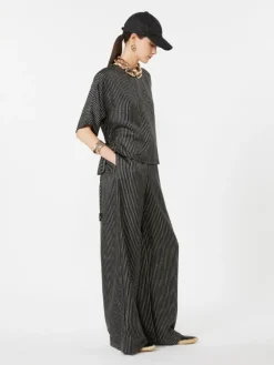Wide-fit printed silk trousers - BLACK WHITE