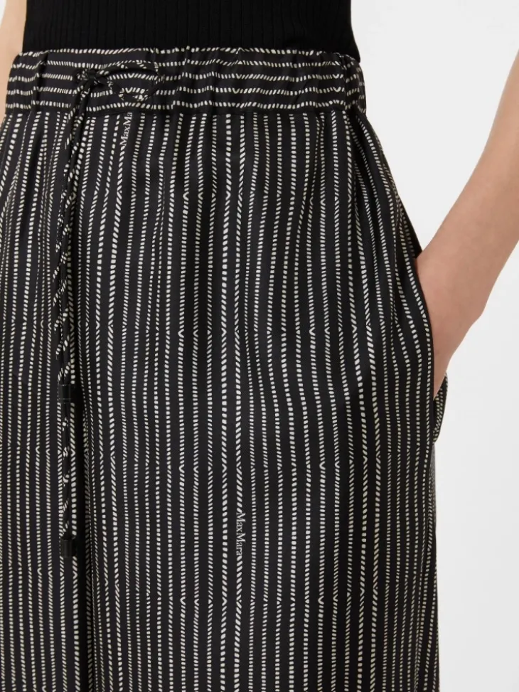 Wide-fit printed silk trousers - BLACK WHITE