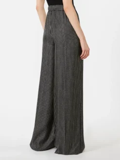Wide-fit printed silk trousers - BLACK WHITE