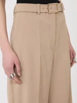 Wide-fit stretch wool gabardine trousers - BEIGE