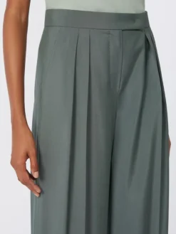 Wide-fit wool and silk trousers - DARK GREEN