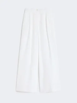 Wide-leg cotton poplin trousers - WHITE
