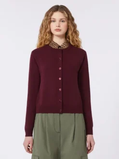 Wool and cashmere cardigan - BORDEAUX