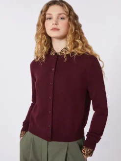 Wool and cashmere cardigan - BORDEAUX