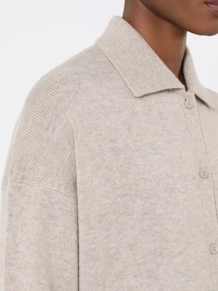 Wool and cashmere cardigan - BEIGE