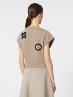 Wool and cashmere cropped sweater - SAND