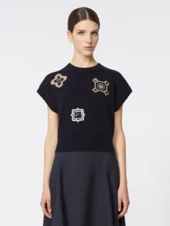 Wool and cashmere cropped sweater - ULTRAMARINE