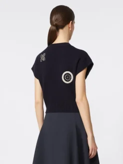 Wool and cashmere cropped sweater - ULTRAMARINE