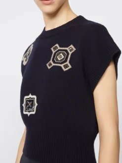 Wool and cashmere cropped sweater - ULTRAMARINE