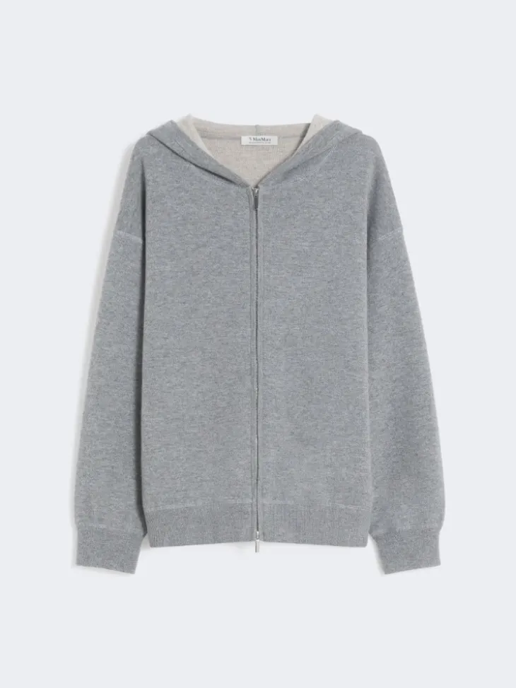 Wool and cashmere hooded cardigan - MEDIUM GREY