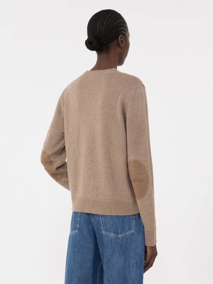 Wool and cashmere sweater with patch detail - CAMEL