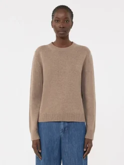 Wool and cashmere sweater with patch detail - CAMEL