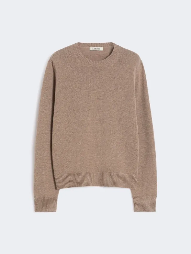 Wool and cashmere sweater with patch detail - CAMEL