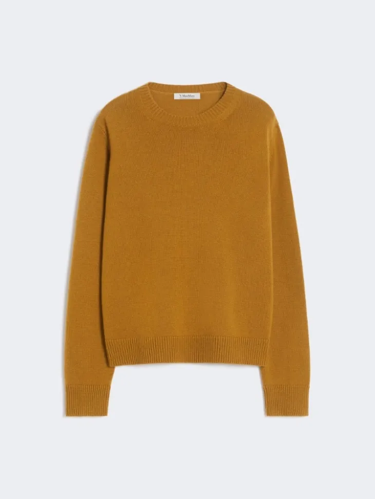 Wool and cashmere sweater with patch detail - MUSTARD