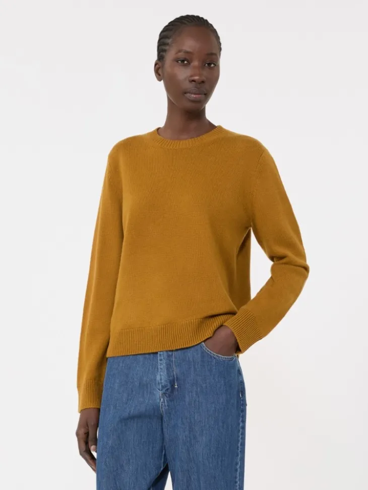 Wool and cashmere sweater with patch detail - MUSTARD