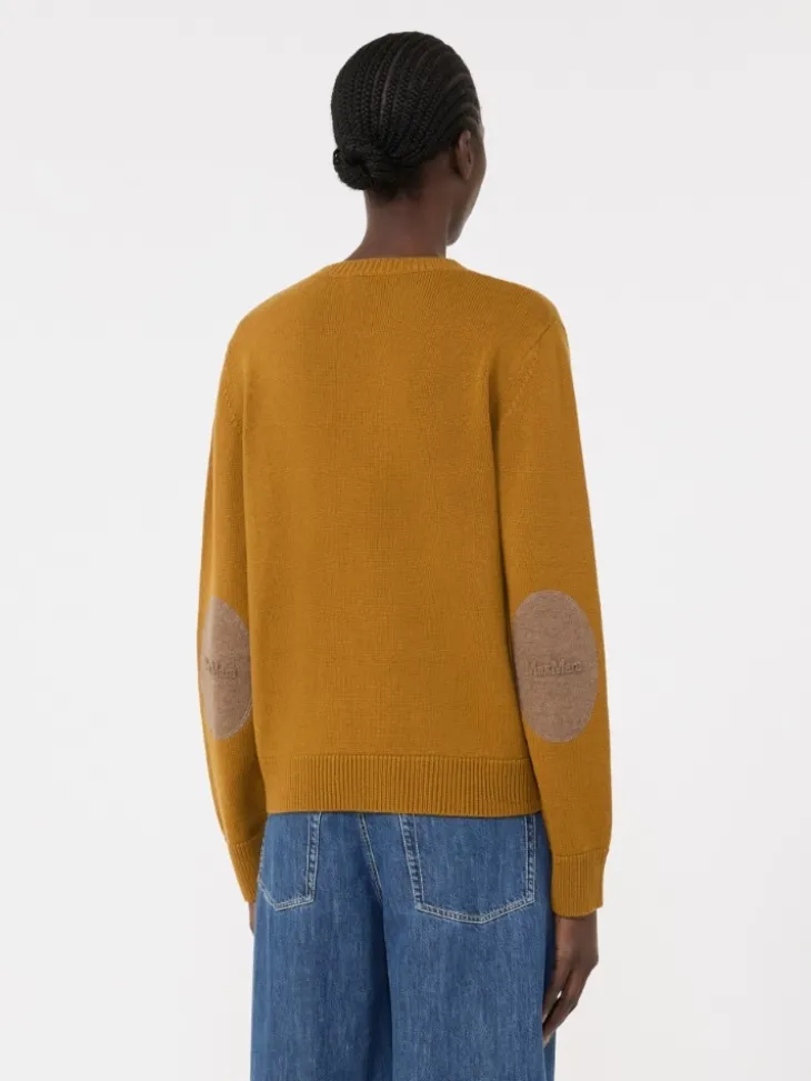 Wool and cashmere sweater with patch detail - MUSTARD