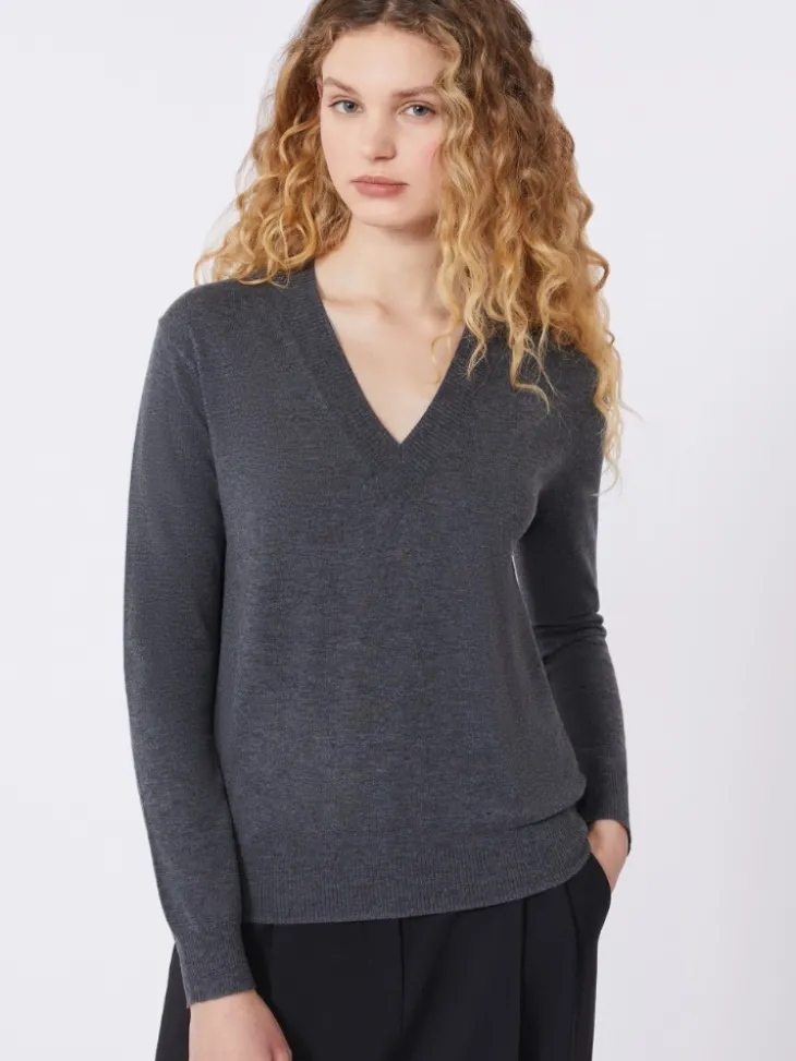 Wool and cashmere sweater - DARK GREY