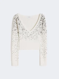 Wool and cashmere V-neck sweater - IVORY