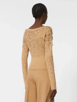 Wool and cashmere V-neck sweater - CAMEL