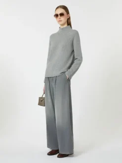 Wool and cashmere yarn polo-neck sweater - MEDIUM GREY