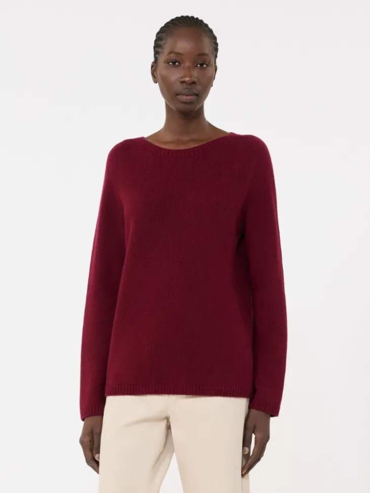 Wool and cashmere yarn sweater - RASPBERRY