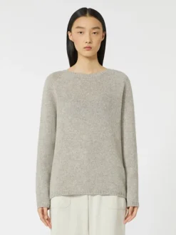 Wool and cashmere yarn sweater - BEIGE