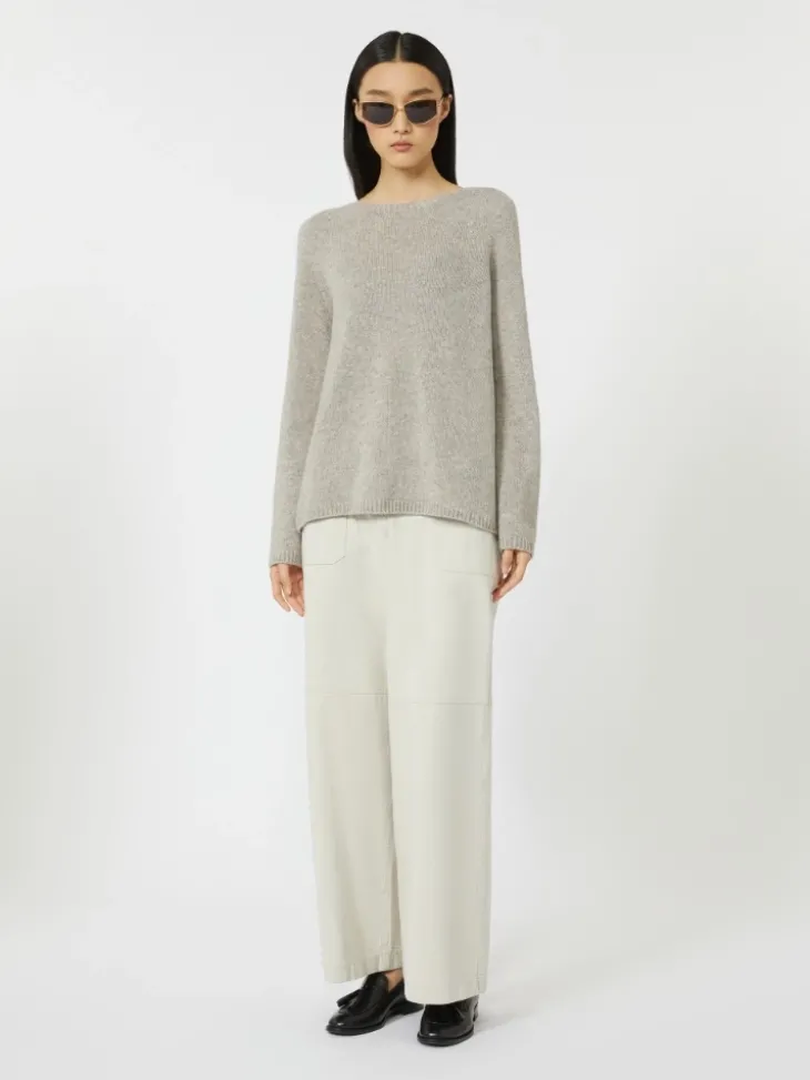 Wool and cashmere yarn sweater - BEIGE