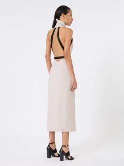 Wool and cotton canvas dress - BEIGE