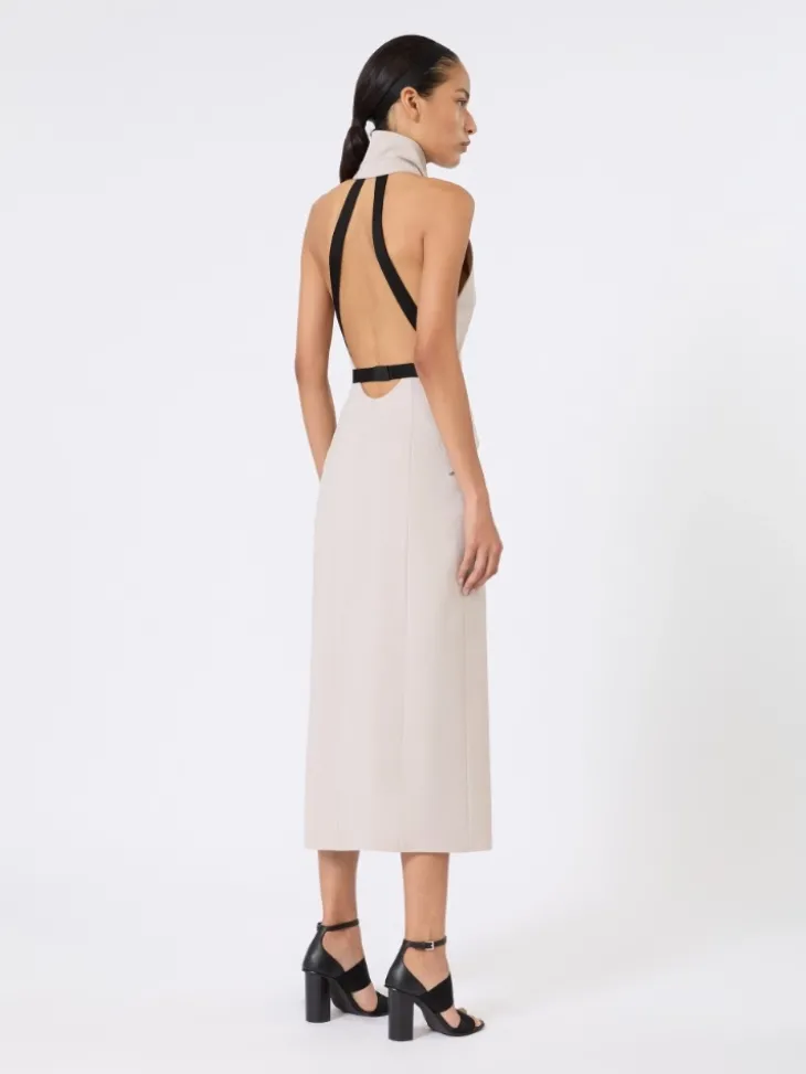 Wool and cotton canvas dress - BEIGE