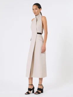 Wool and cotton canvas dress - BEIGE