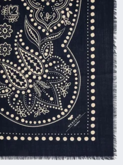 Wool and silk stole - MIDNIGHTBLUE