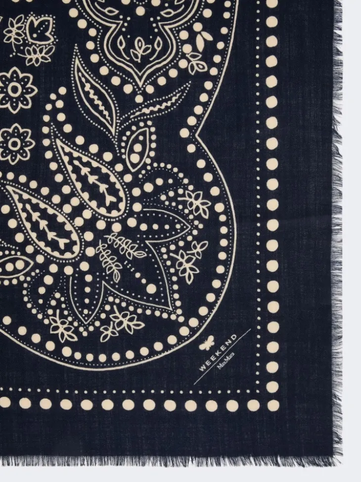 Wool and silk stole - MIDNIGHTBLUE