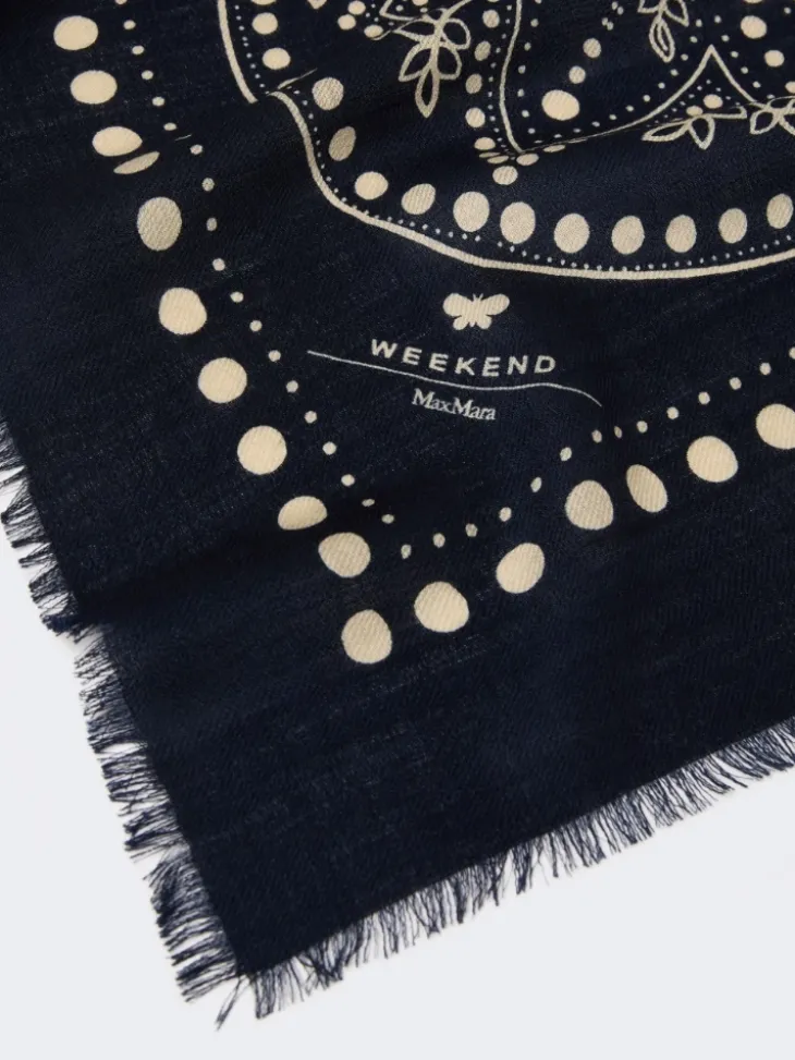 Wool and silk stole - MIDNIGHTBLUE