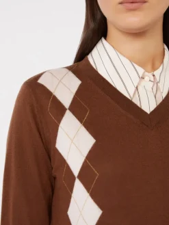Wool and silk sweater - CHOCOLATE