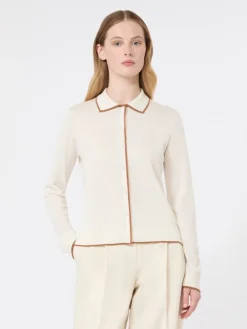 Wool and silk yarn cardigan - WHITE