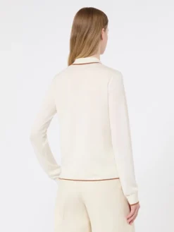 Wool and silk yarn cardigan - WHITE