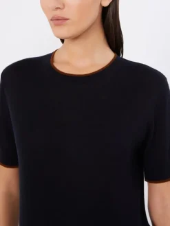 Wool and silk yarn sweater - NAVY