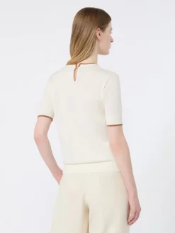 Wool and silk yarn sweater - WHITE