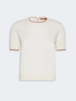 Wool and silk yarn sweater - WHITE