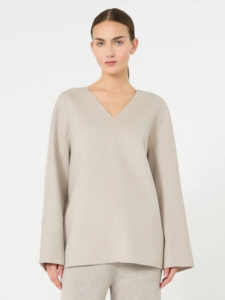 Wool broadcloth blouse - BEIGE