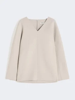 Wool broadcloth blouse - BEIGE
